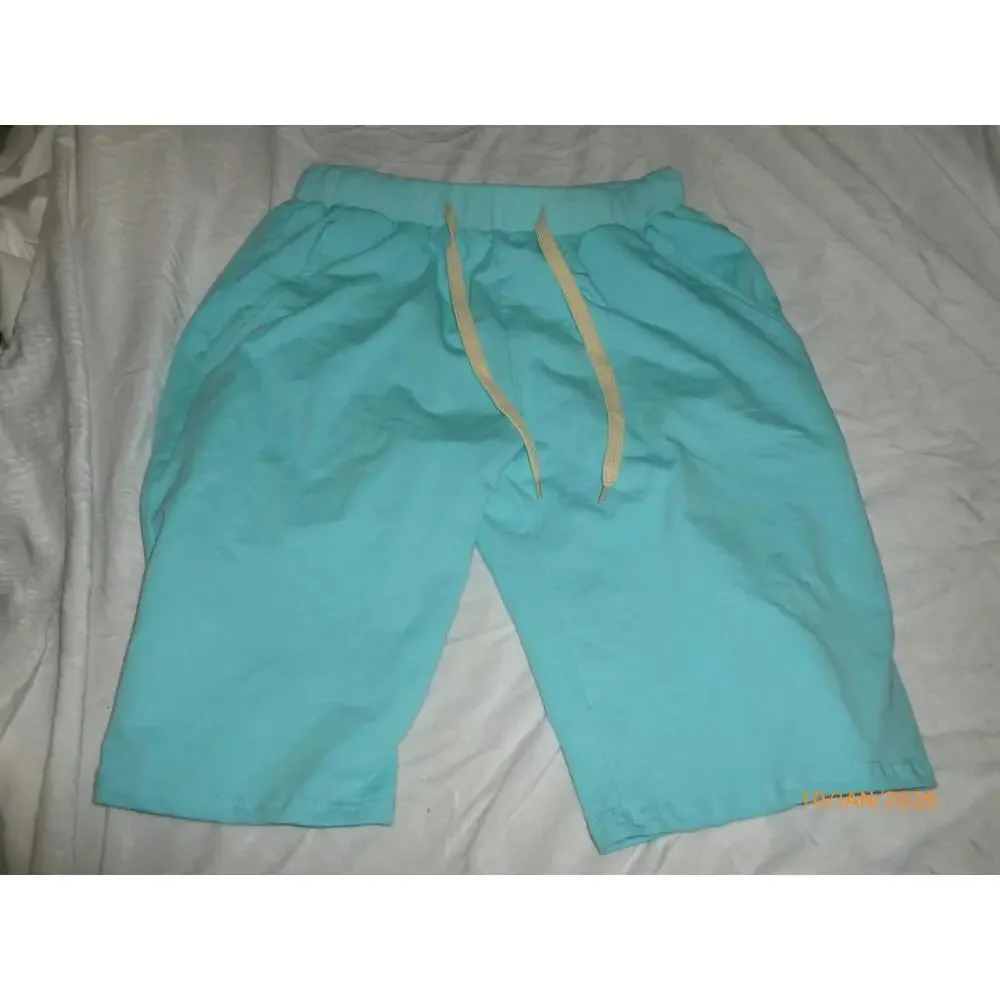 NEW VtuAol‎ Elastic Waist Drawstring Shorts Womens Blue Cotton Size S